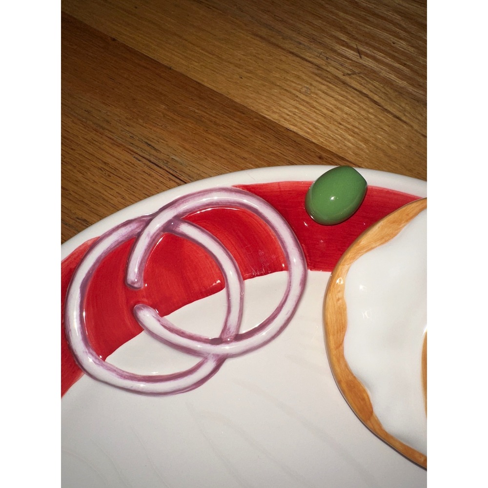 LOTUS Home Trends ETC Appetizer Plate Bagel Olive Tomato Onion Red Trimmed 2006 - Picture 4 of 8